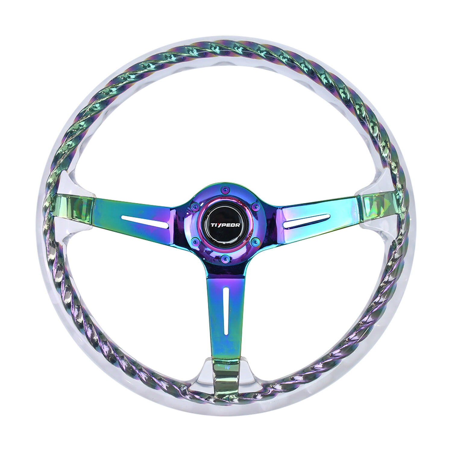 TIYPEOR Hitman Colorful Spoke 350mm Steering Wheel Clear Metal 14inch Steering Wheel