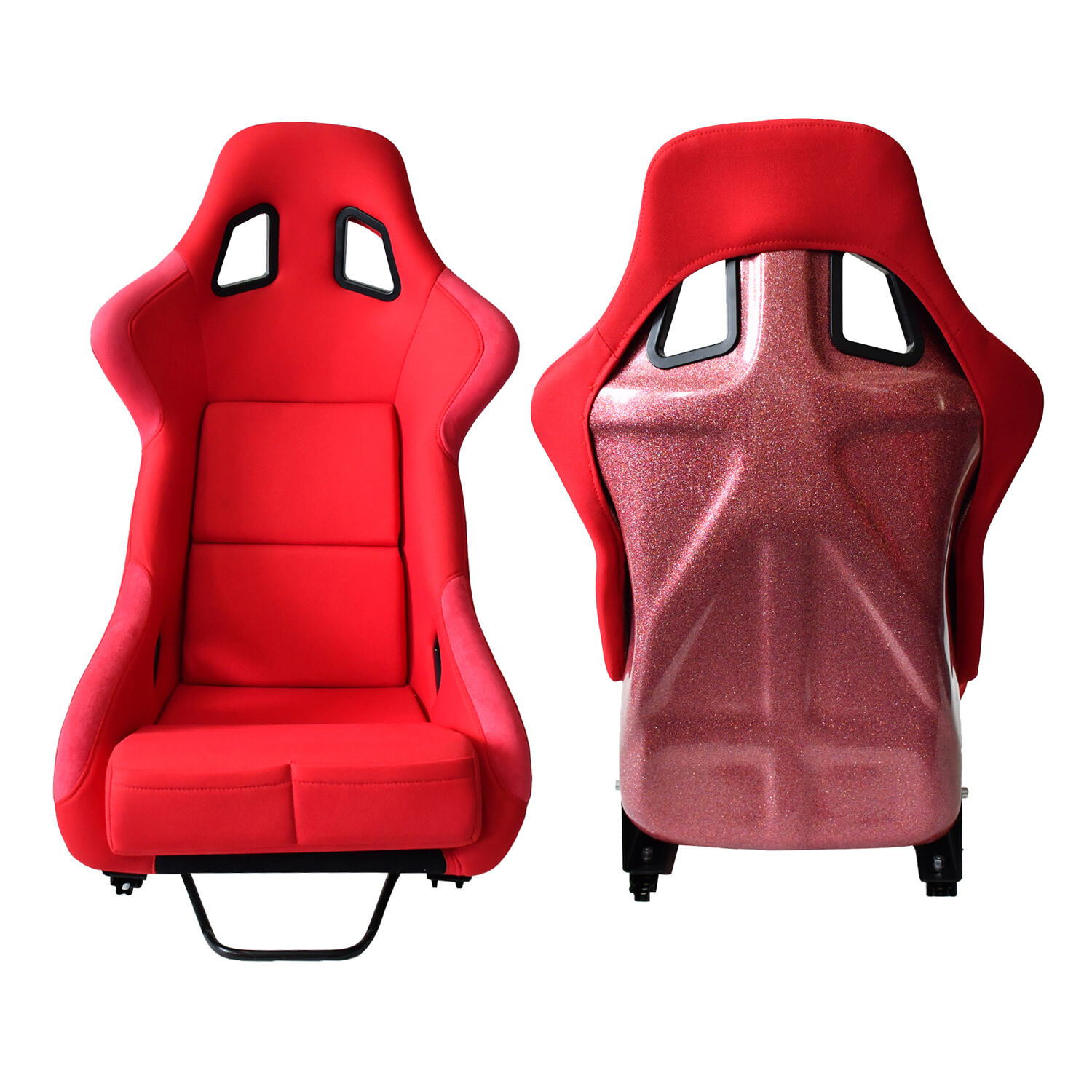 TIYPEOR Sedili Auto Comfort Sportivi in Tessuto Rosso di Alta Qualità Universali in Suede con FRP e Logo Personalizzato con Doppio Sliding