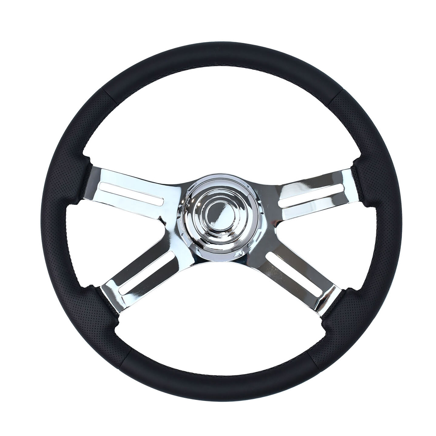 TIYPEOR 450mm Black Microfiber Leather Truck 17.7inch Steering Wheel