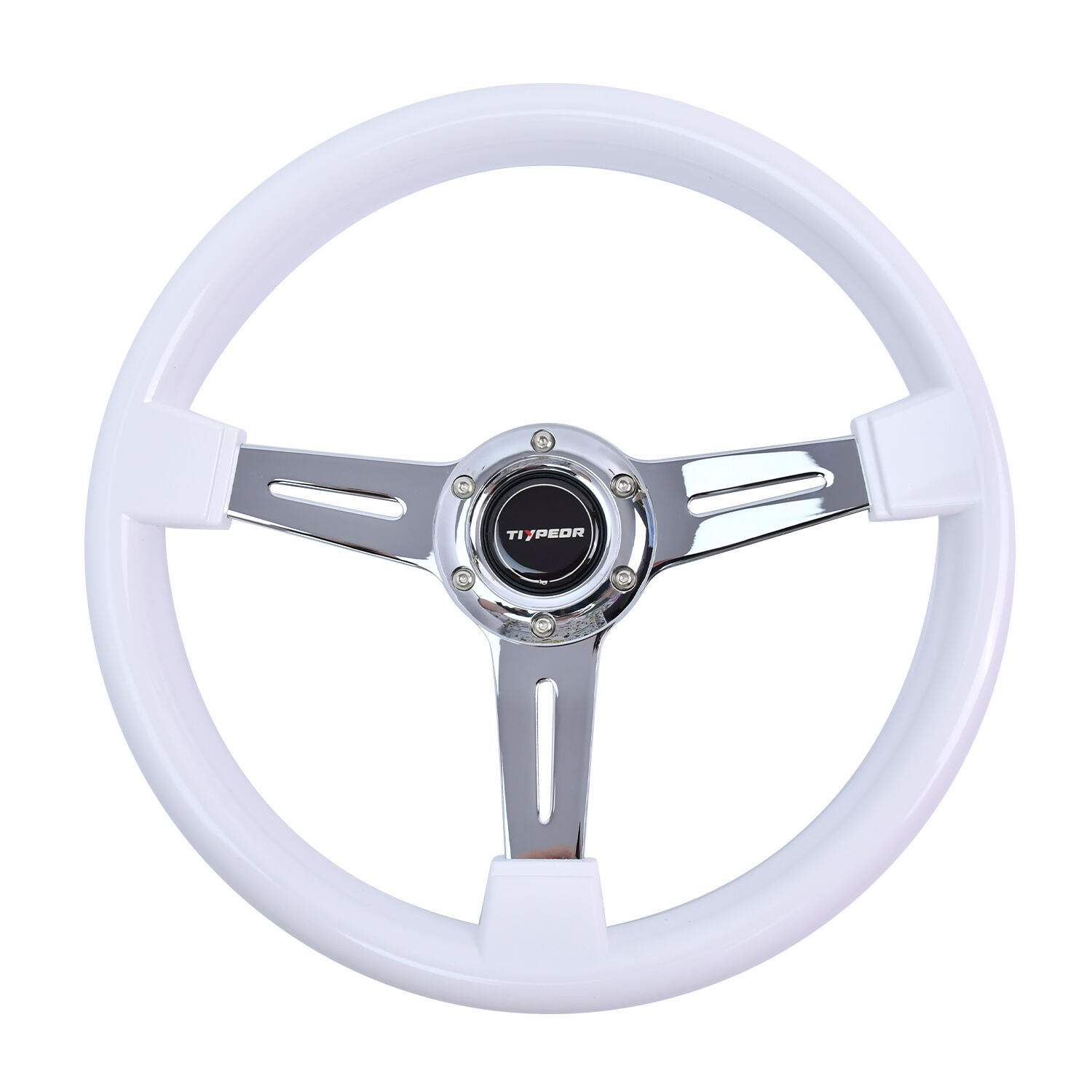 TIYPEOR 화이트 ABS 소재 가짜 우드 드리프트 스티어링 휠 JDM 350mm/14인치