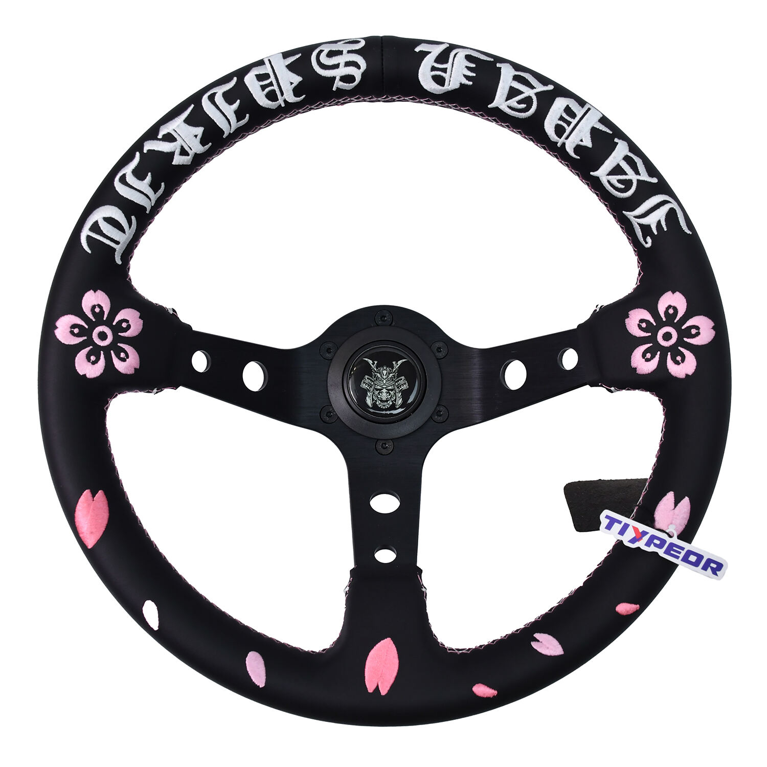 TIYPEOR Japanese Customizable Embroidered Steering Wheel 320mm Deep Bracket Spoke Steering Wheel
