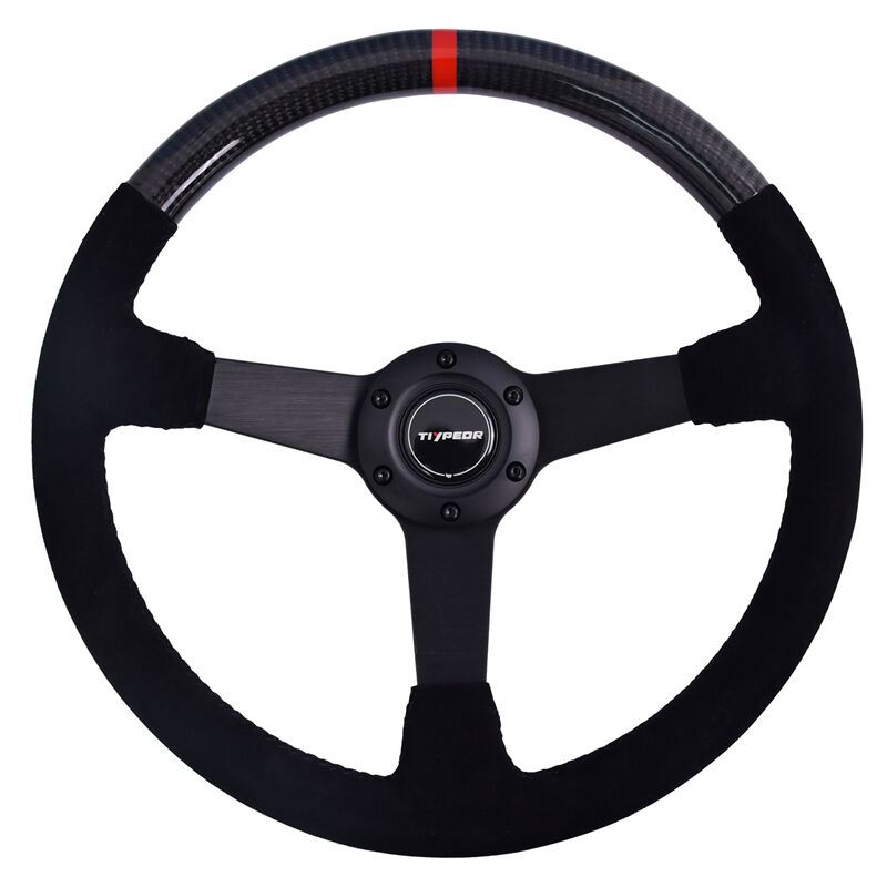 TIYPEOR 오토 가죽 카본 파이버 수정 스티어링 휠 345mm/13.58인치 독점 디자인（661-07）