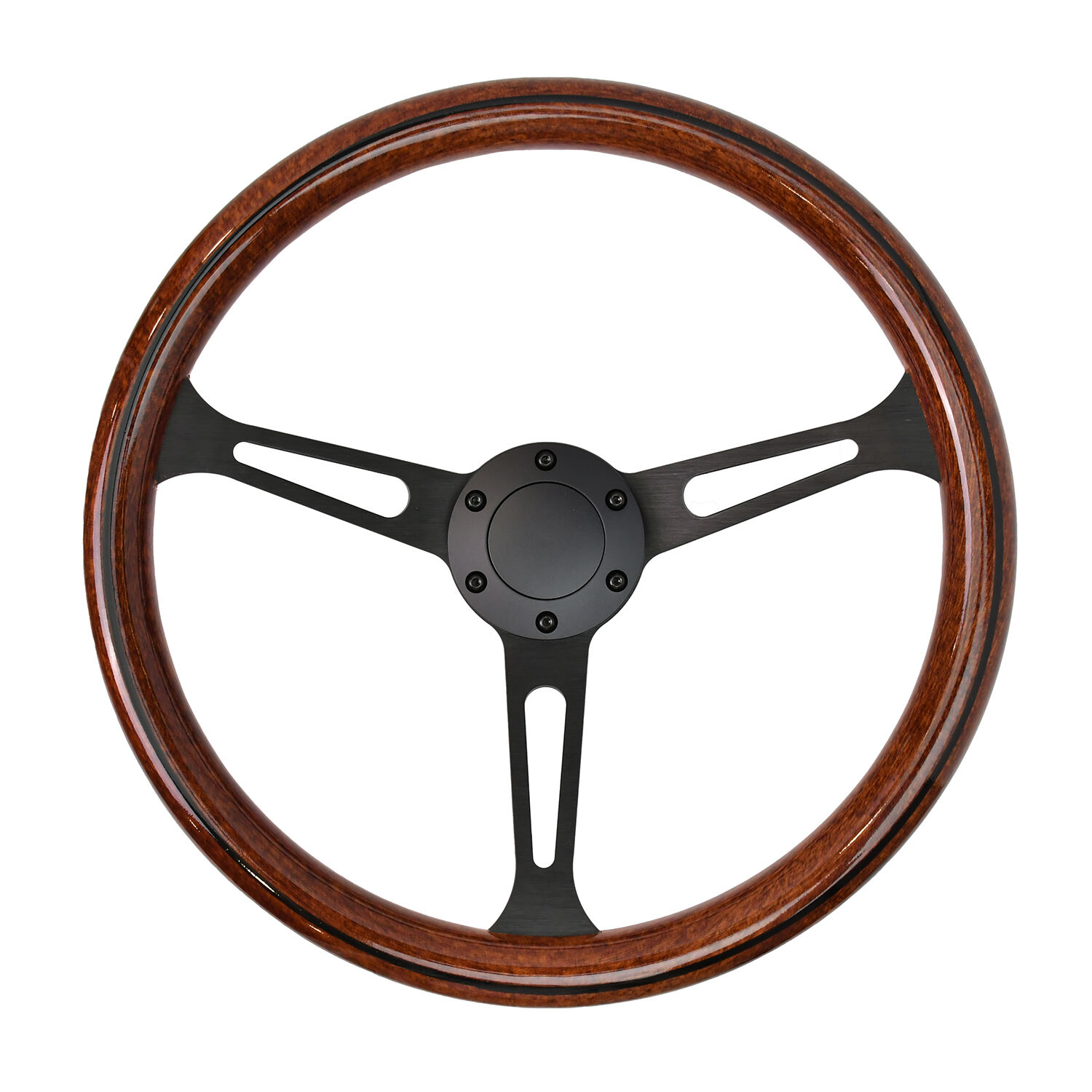 TIYPEOR 380mm Universal Alta Qualidade 15 Polegadas Clássico Grão de Madeira Volante Volante de Carro de Corrida de Madeira Com Linha Preta