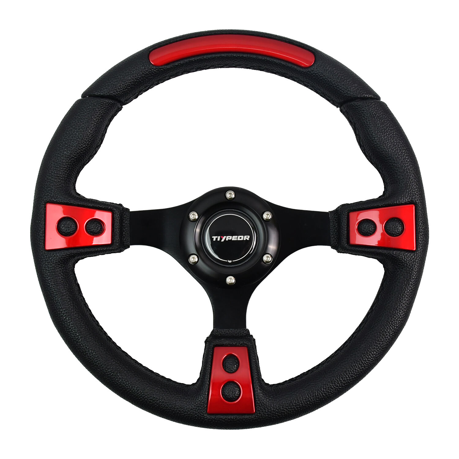 TIYPEOR Cheap Universal 12.4inch/315mm Black PVC Leather Steering Wheel