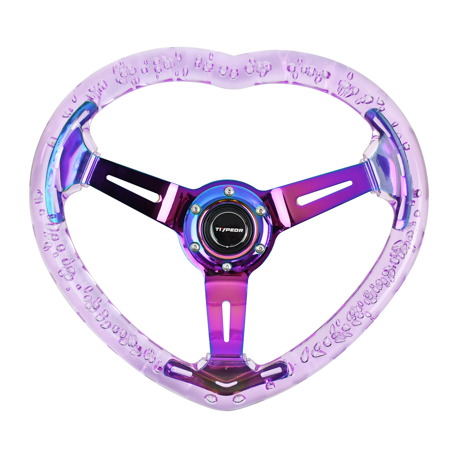 TIYPEOR Pink 13.39inch/340mm Transparent Acrylic Car Steering Wheel Jdm