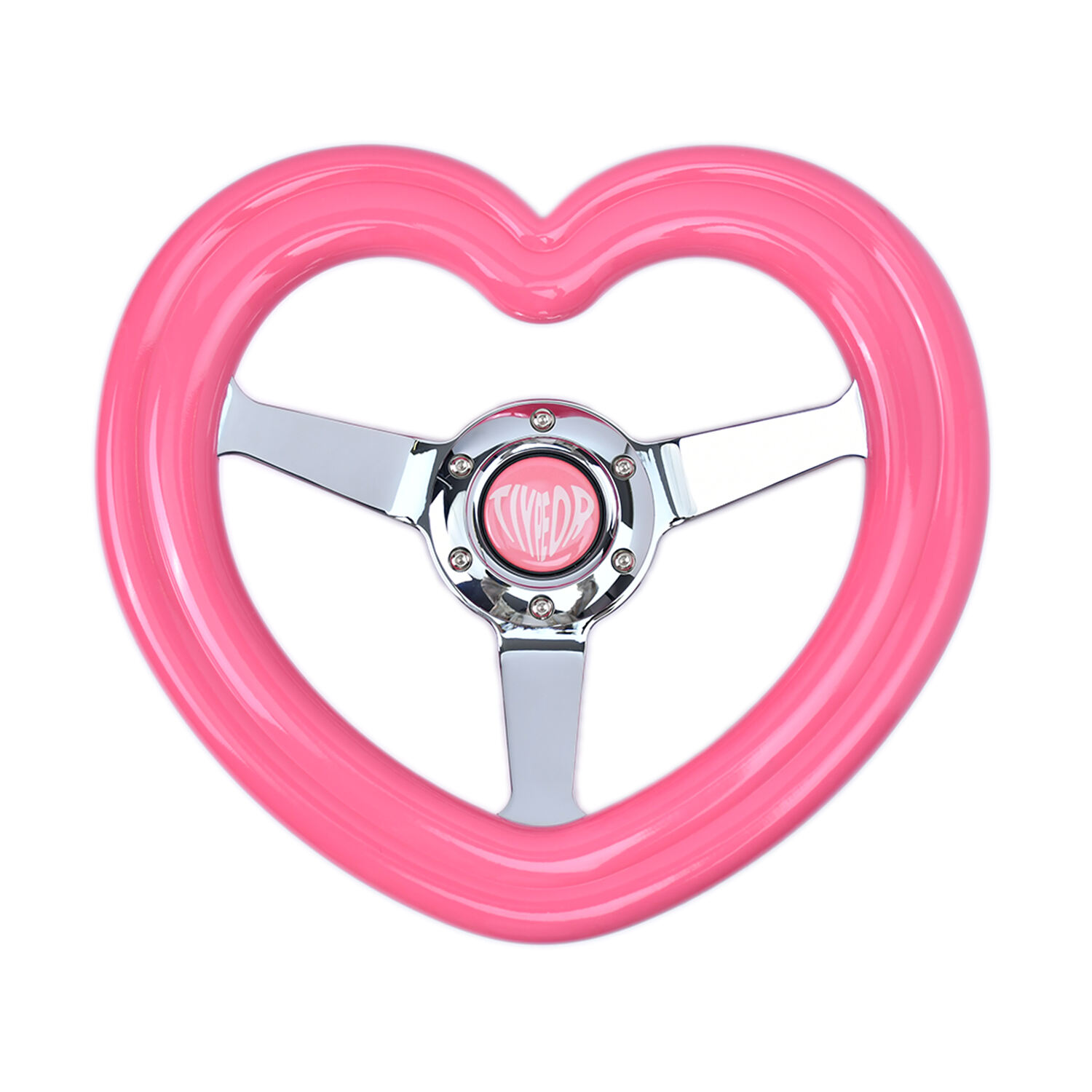TIYPEOR Double-Layer Heart Outer Ring ABS Material Pink 320mm Steering Wheel