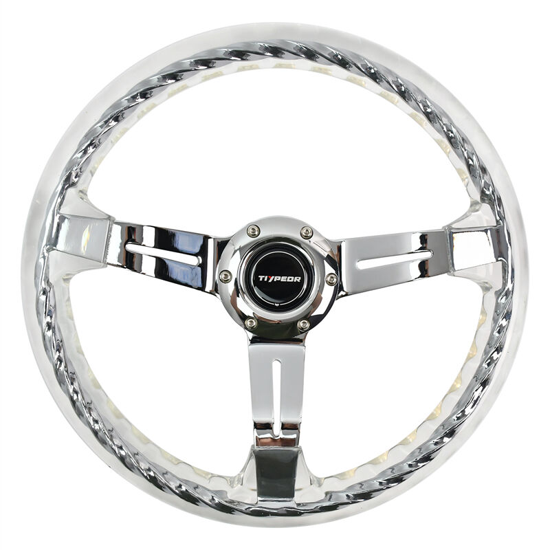 TIYPEOR 히트맨 스포크 325mm/12.8인치 스티어링 휠 투명 금속 14인치 스티어링 휠