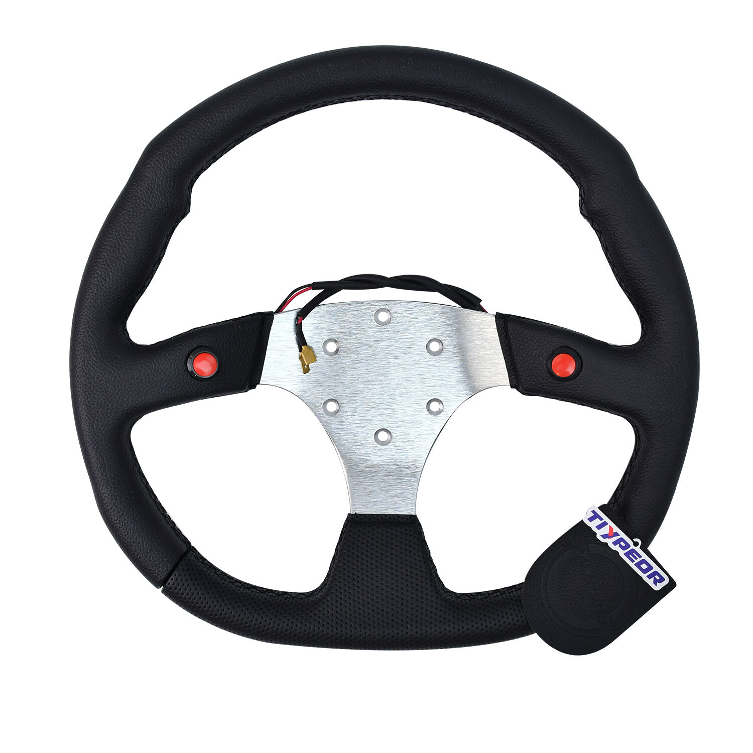 TIYPEOR 345mm PVC Universal Modified Car Steering Wheel Flat Style Kart Game Steering Wheel