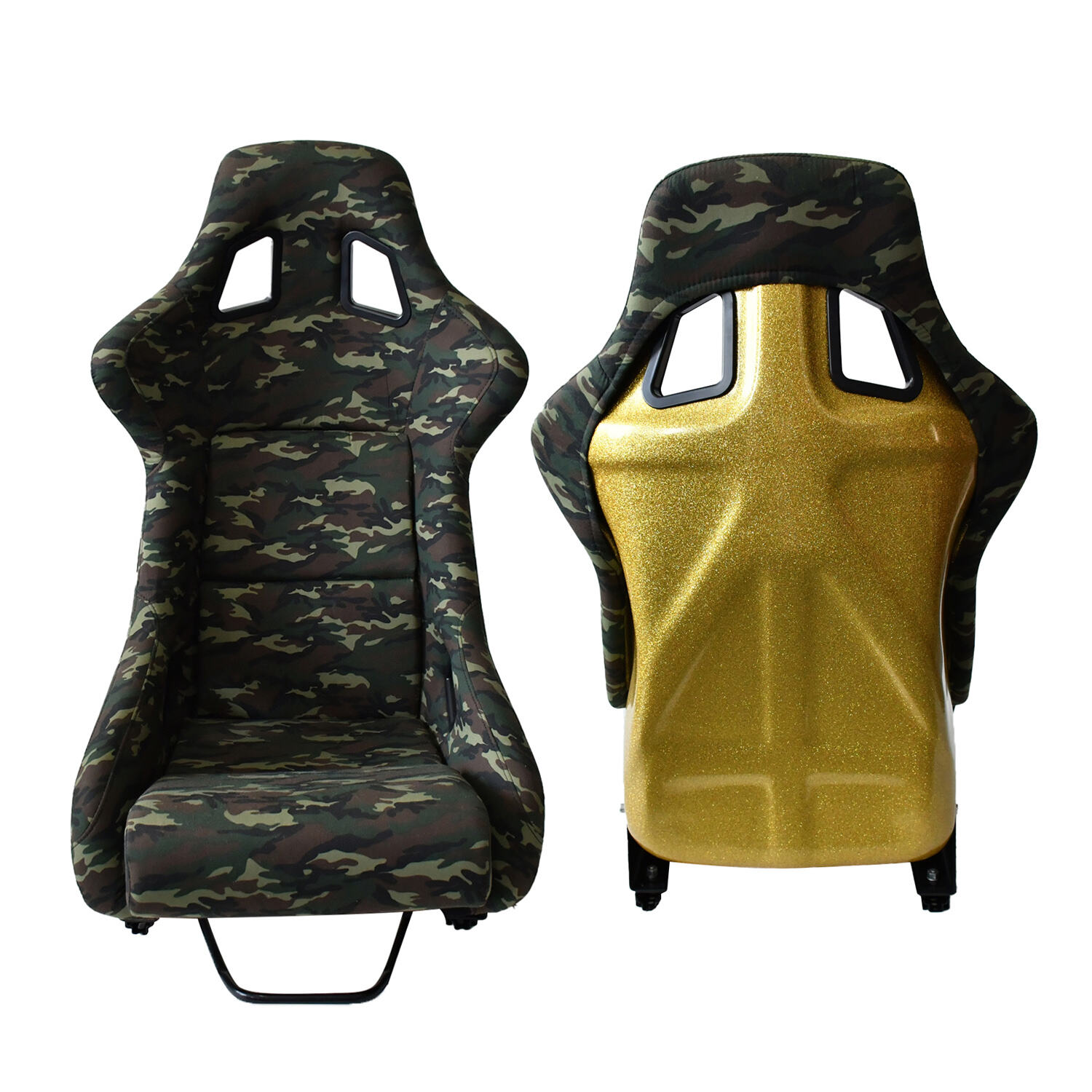 TIYPEOR Universel Intégré sur Mesure Double Glissière en Suède Camouflage et Fibre de Verre Or Modifié Siège
