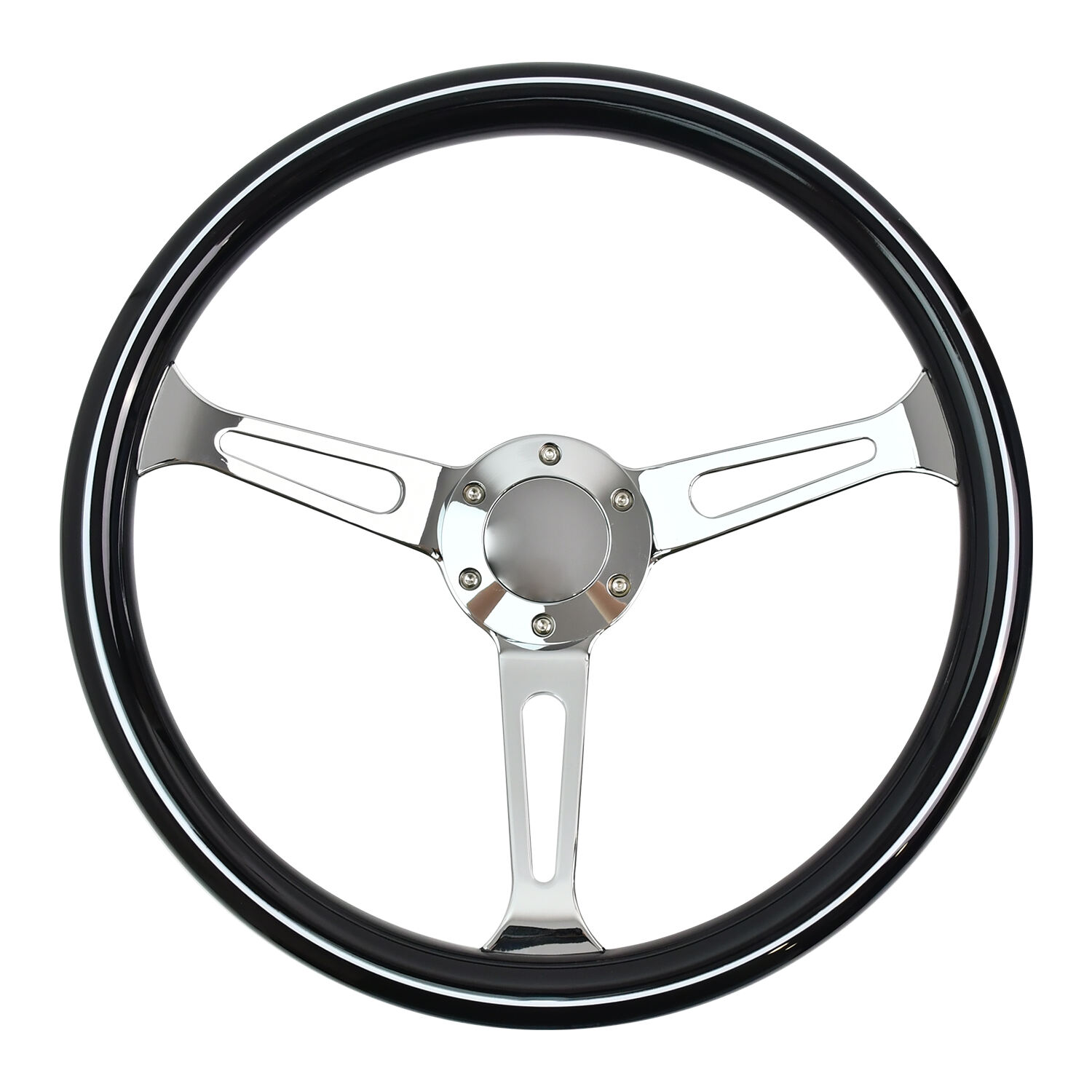 TIYPEOR Retro Classic 370mm/14.57Inch Sports Steering Wheel Universal Black ABS Durable Classic Car Accessory
