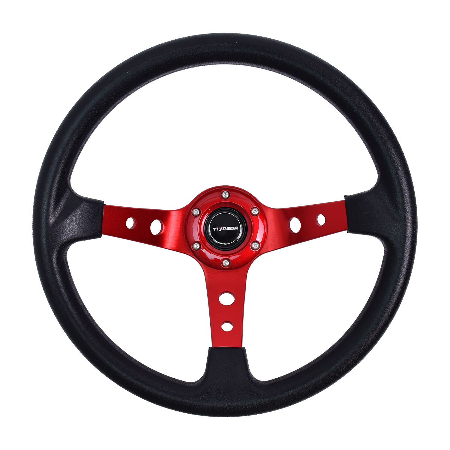 TIYPEOR Красное рулевое колесо Deep Dish PU 14 дюймов/350 мм