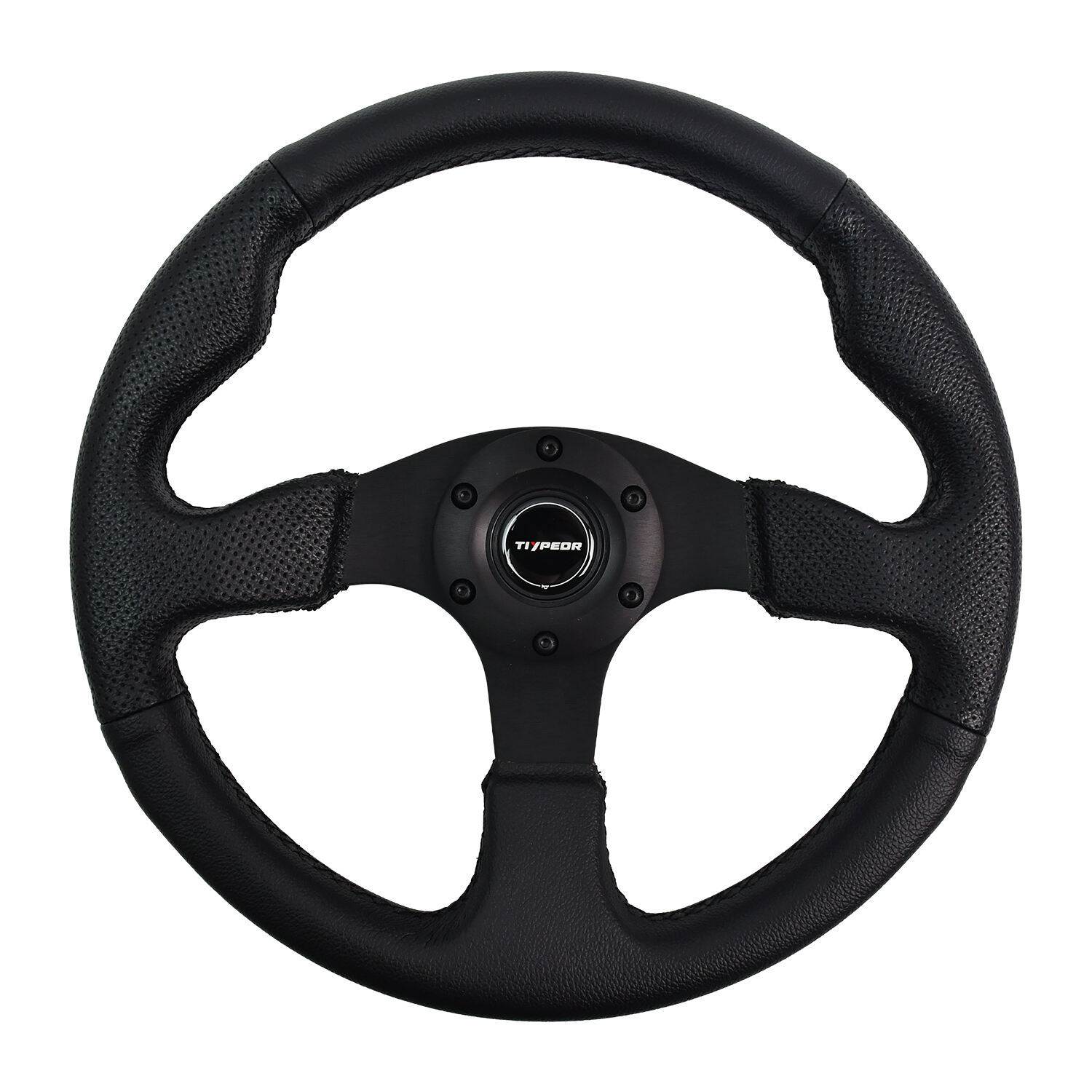 TIYPEOR Universal 13inch/330mm Black PVC 3 Spoke Steering Wheel JDM