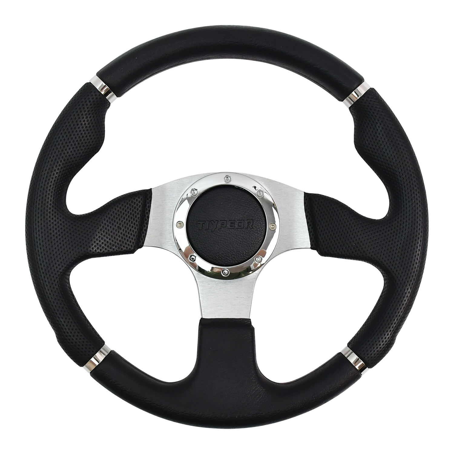 TIYPEOR Universal 12.6inch/320mm PU Leather Golf Cart Steering Wheel for Yamaka Club EZGO
