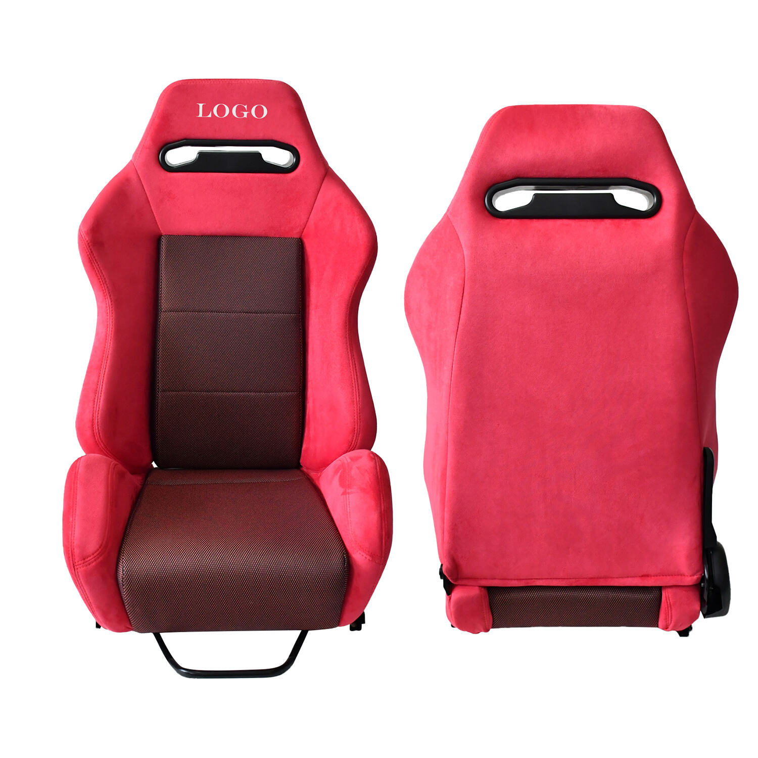 TIYPEOR Sedile da Corsa Modificato con Singolo Regolatore e Doppio Sliding in Suede Rosso con Disegno Personalizzato