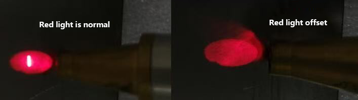 How To Adjust The Red Light offset on the handheld welding gun head?