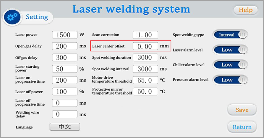 How To Adjust The Red Light offset on the handheld welding gun head?