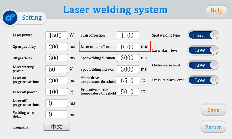 How To Adjust The Red Light offset on the handheld welding gun head?