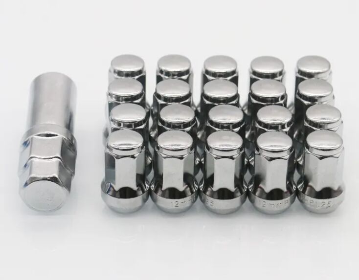 Anti Theft Titanium Spline Wheel Tuner Lock Nut Covers Studs Rim Racing Spike Chrome Short Shank Wheel Nut