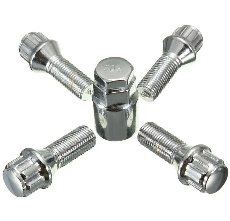 Custom Packing 4+2 PCS Locking Wheel Bolts 12x1.5 Nuts Tapered Tire Bolts