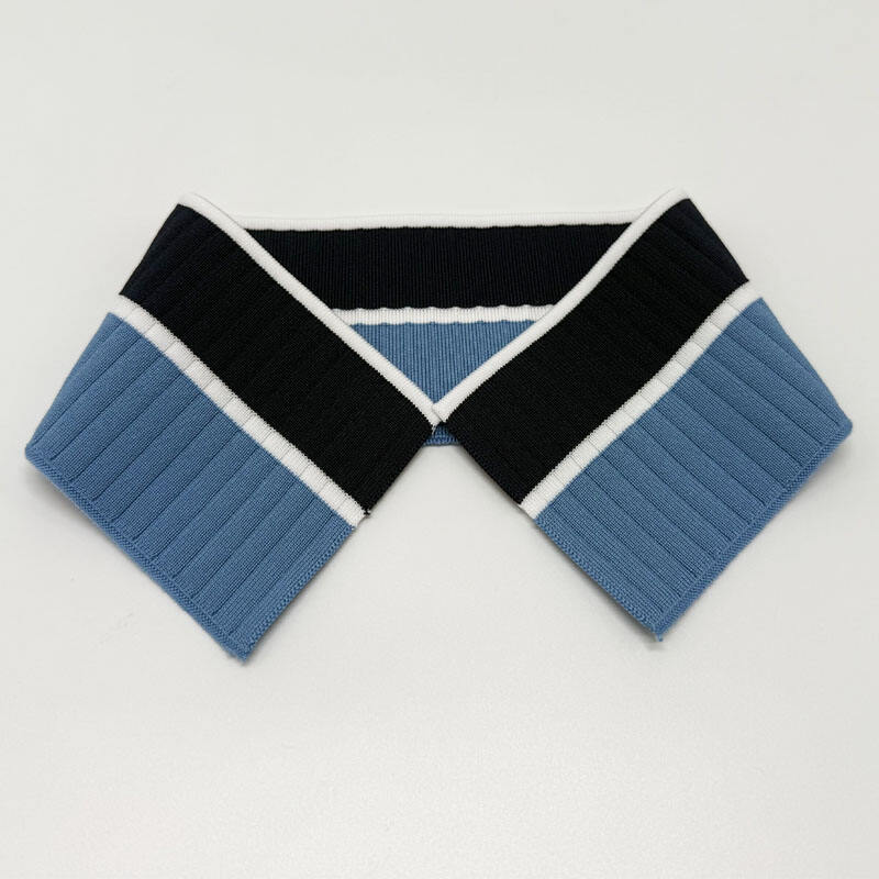 6*1 striped knitted ribbed collar with 16 needle jacquard rib