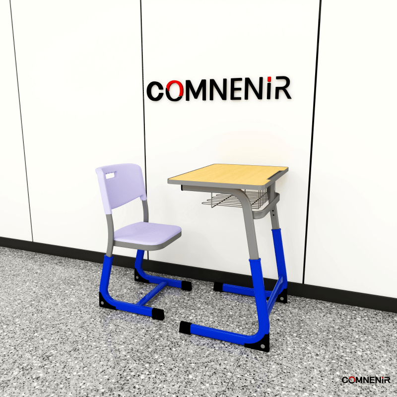 Modern Single-S Desk and Chair Set for Student Classroom Table and Chair Set School Furniture Made of Metal