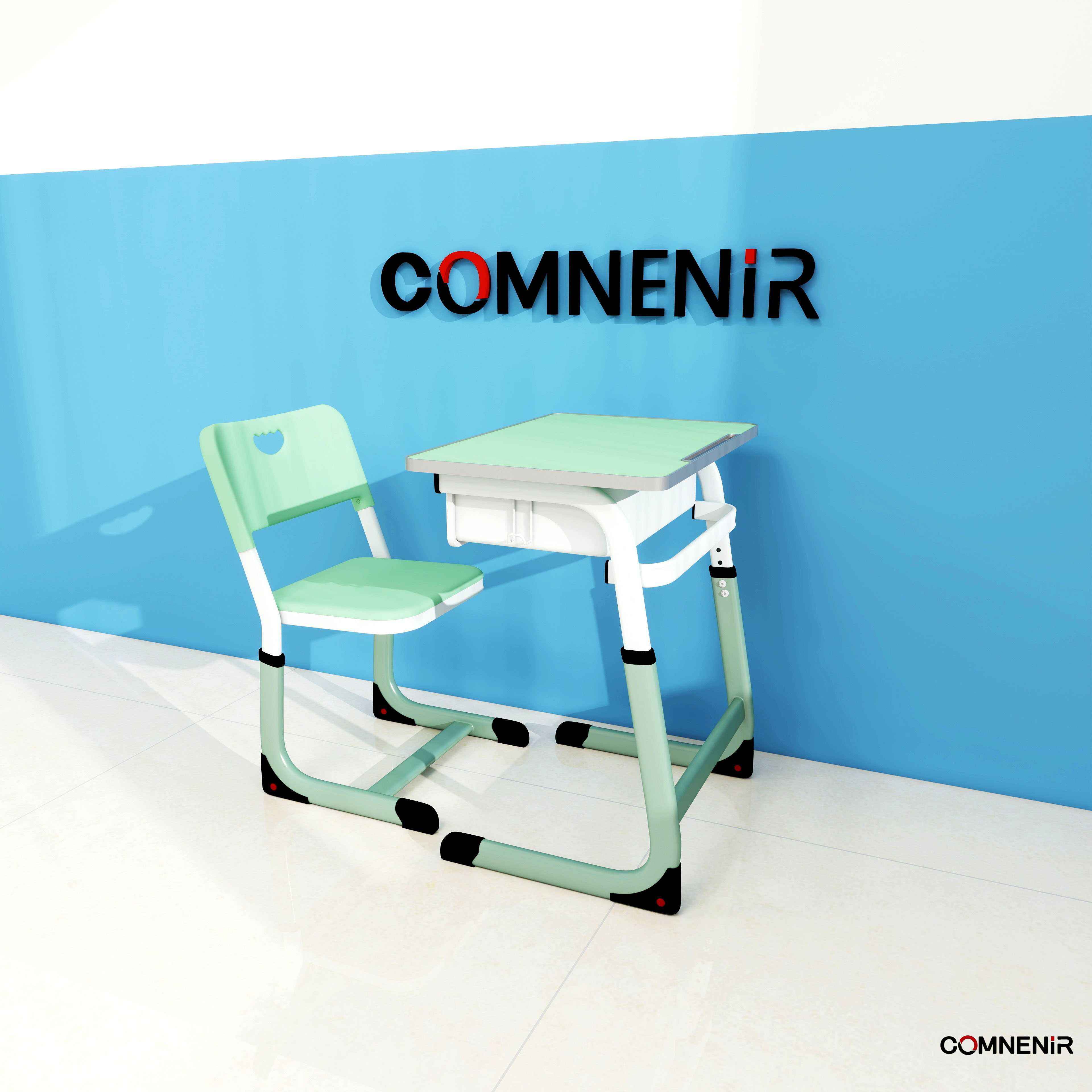 Comnenir School Furniture Single Student Desk and Chair Focused on School Furnishings