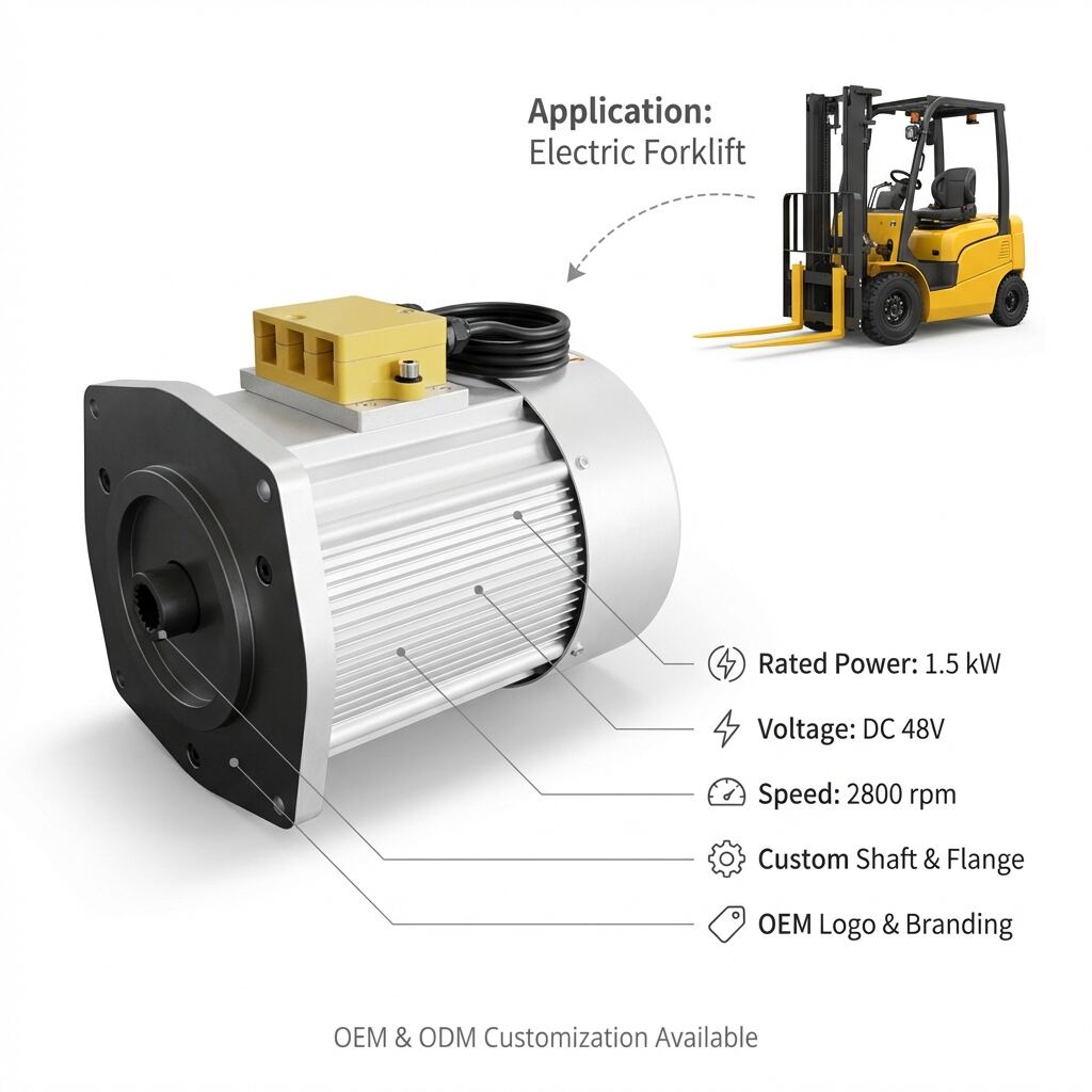 RM4815 1.5kW 48V DC viljušni motor za električni priključak za palete