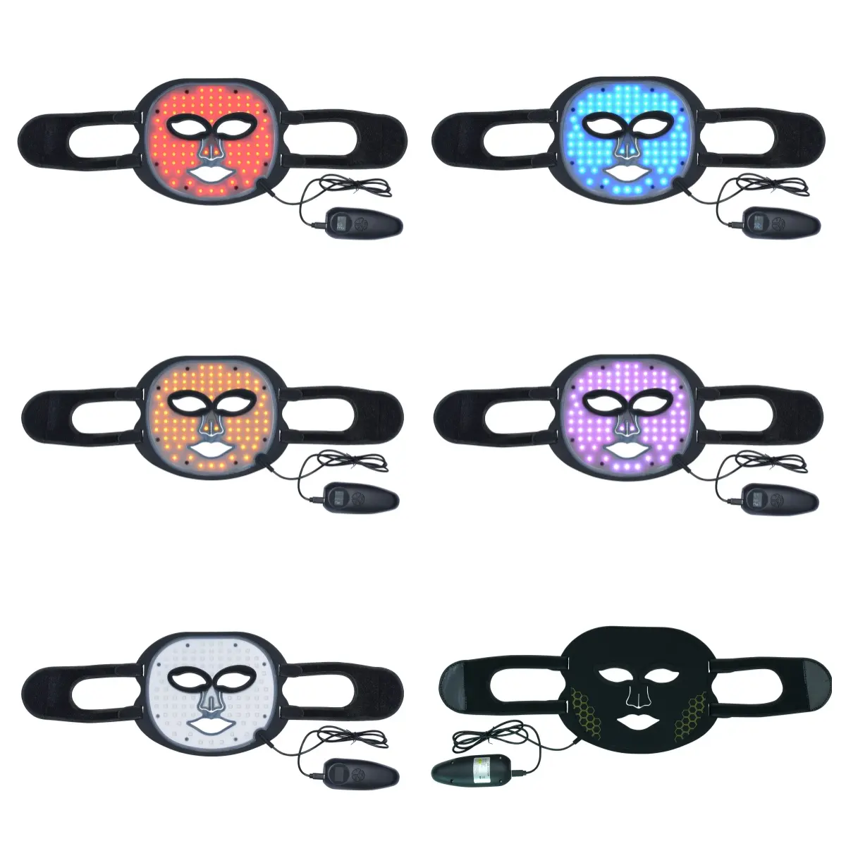 Maska za LED svetilno terapijo z 4 barvami iz silicija proti starenju za obraz in vrat za domačo uporabo, namenjena tudi rokam