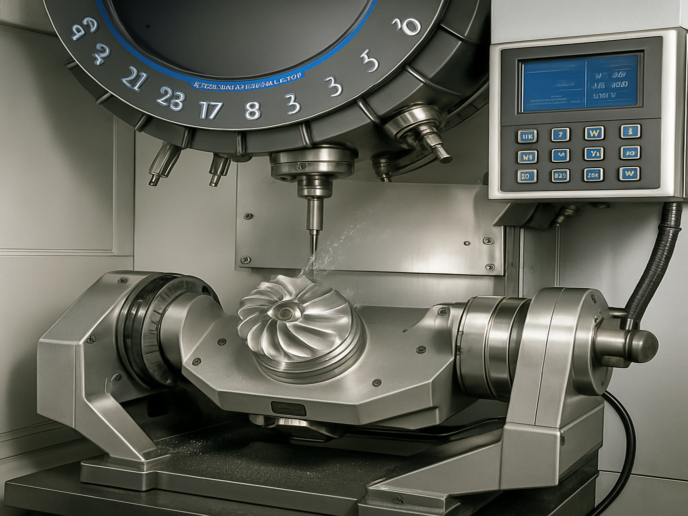 5-axis CNC machine milling aerospace turbine blade.png