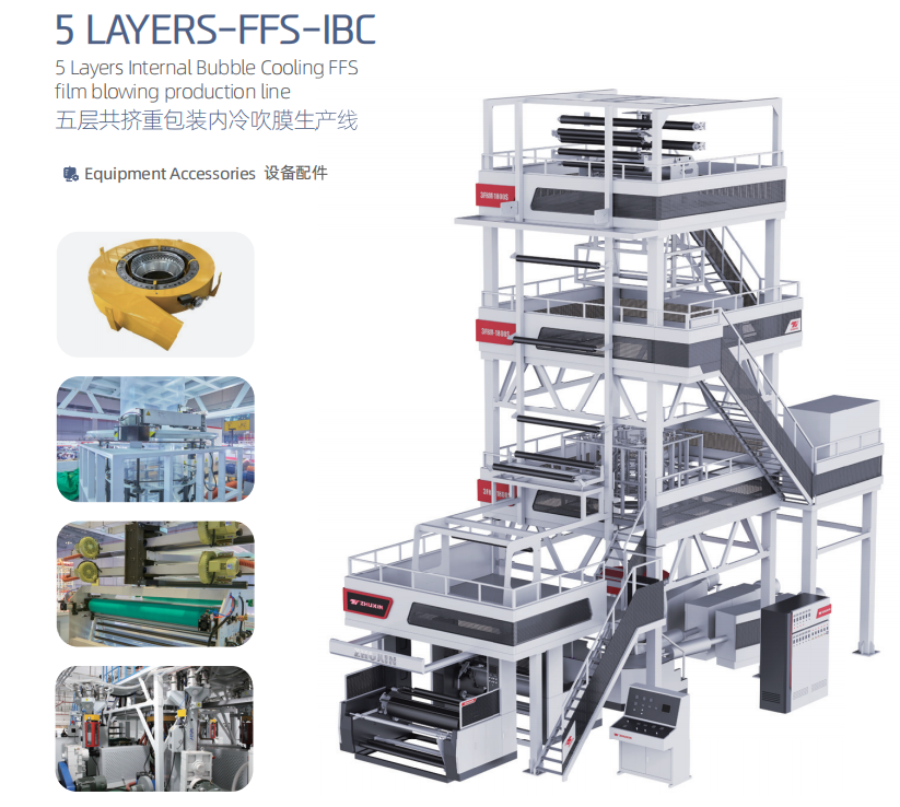 Vija e prodhimit Chenqi Manufactory për film me fryrje me 5 shtresa të brendshme me flluskë, për LDPE HDPE PVC PP LLDPE