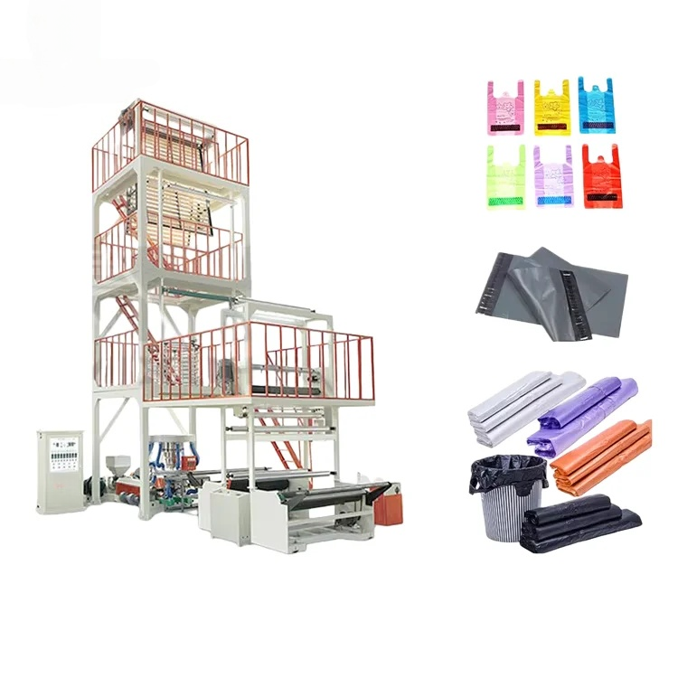 Hot Product Single Two Three Layer Blow Molding Extruder Biodegradable Ldpe Hdpe Lldpe Pe Plastic Film Blowing Extrusion Machine