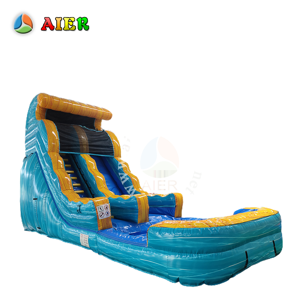 In-Stock Lake Blue Dual-Use Dry-Wet Inflatable Slide - Heavy Duty for Holiday Markets & Resort Water Activities