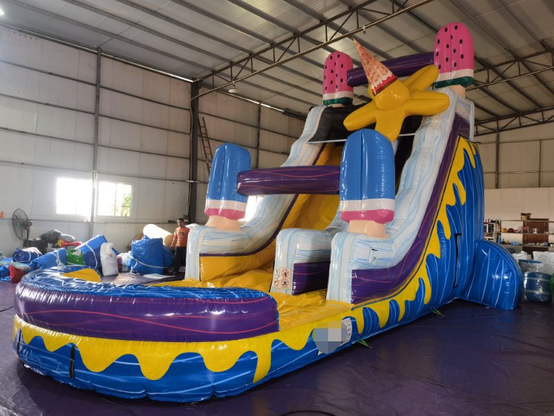 Colorful Ice Cream Themed Inflatable Water Slide Playground