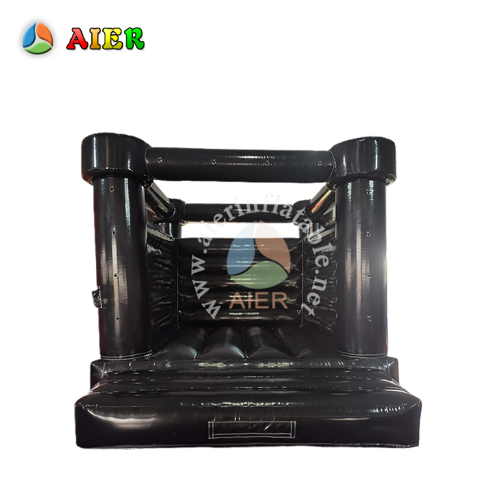 High-End Black Themed Inflatable Bounce House for Intimate Wedding Gatherings