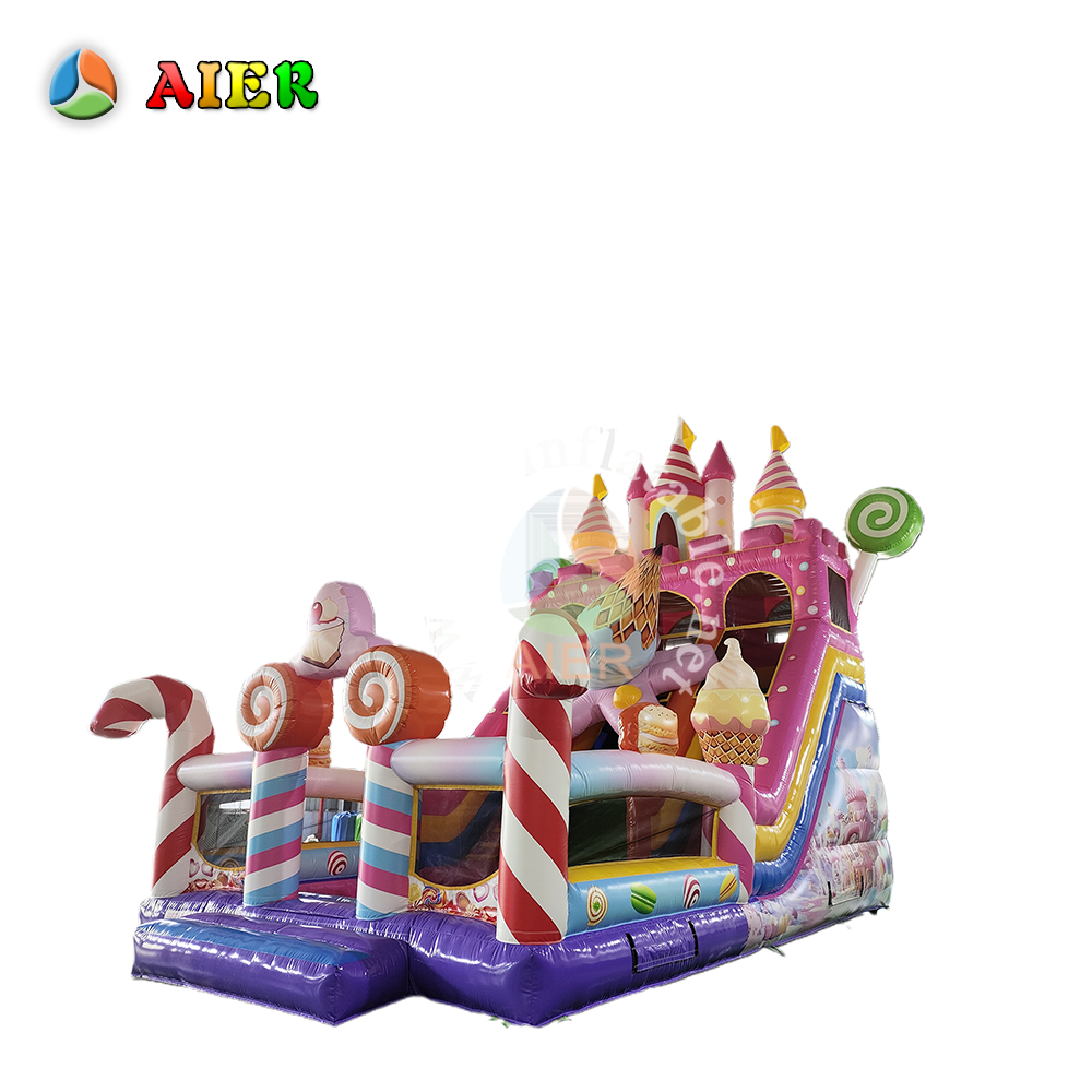 L493 Commercial Sweet Candy Theme Inflatable Play Slide For Carnival Events