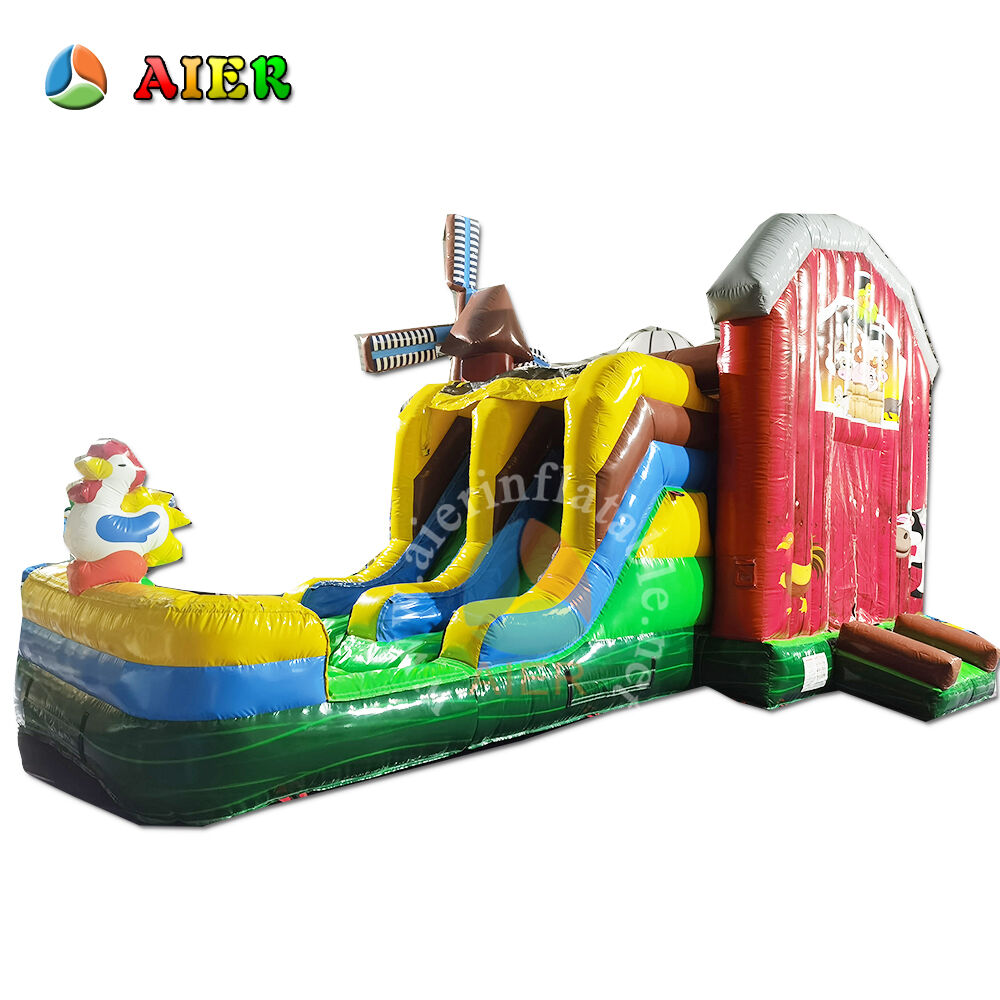 Družinski prijazen kmetijski kmečki tobogan z napihljivim kombijem za igro v zatrepju