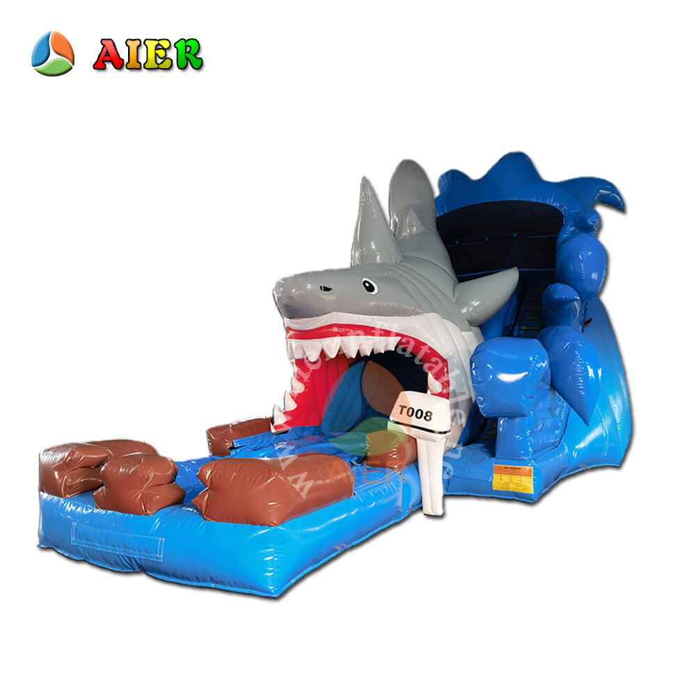 Commercial Grade Blue Shark Inflatable Slide for Backyard Party & Rental