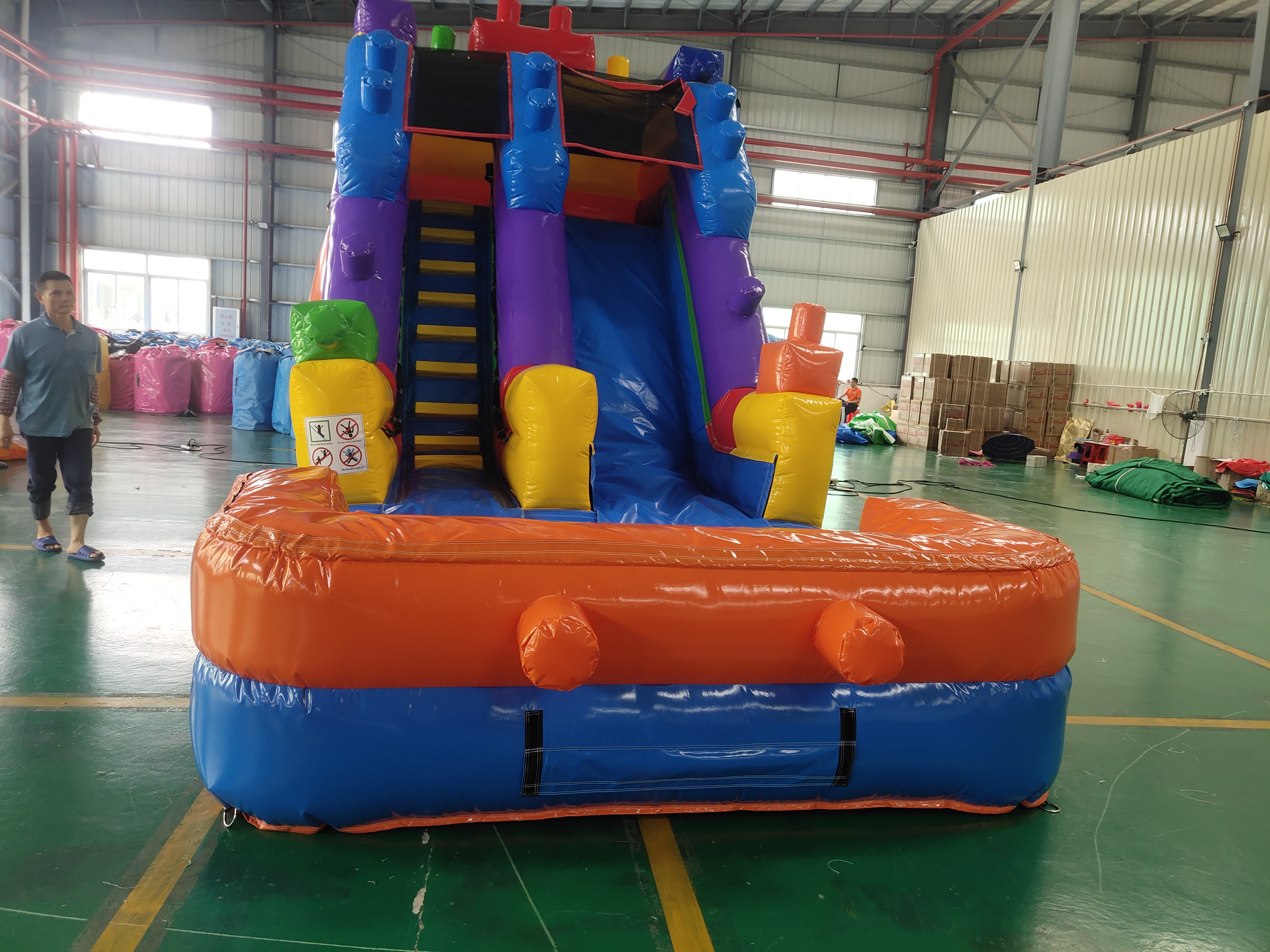 In-Stock Lego-Style Dual-Use Dry-Wet Inflatable Slide - Backyard Kids’ Party Play Toy for Summer Dry/Wet Fun