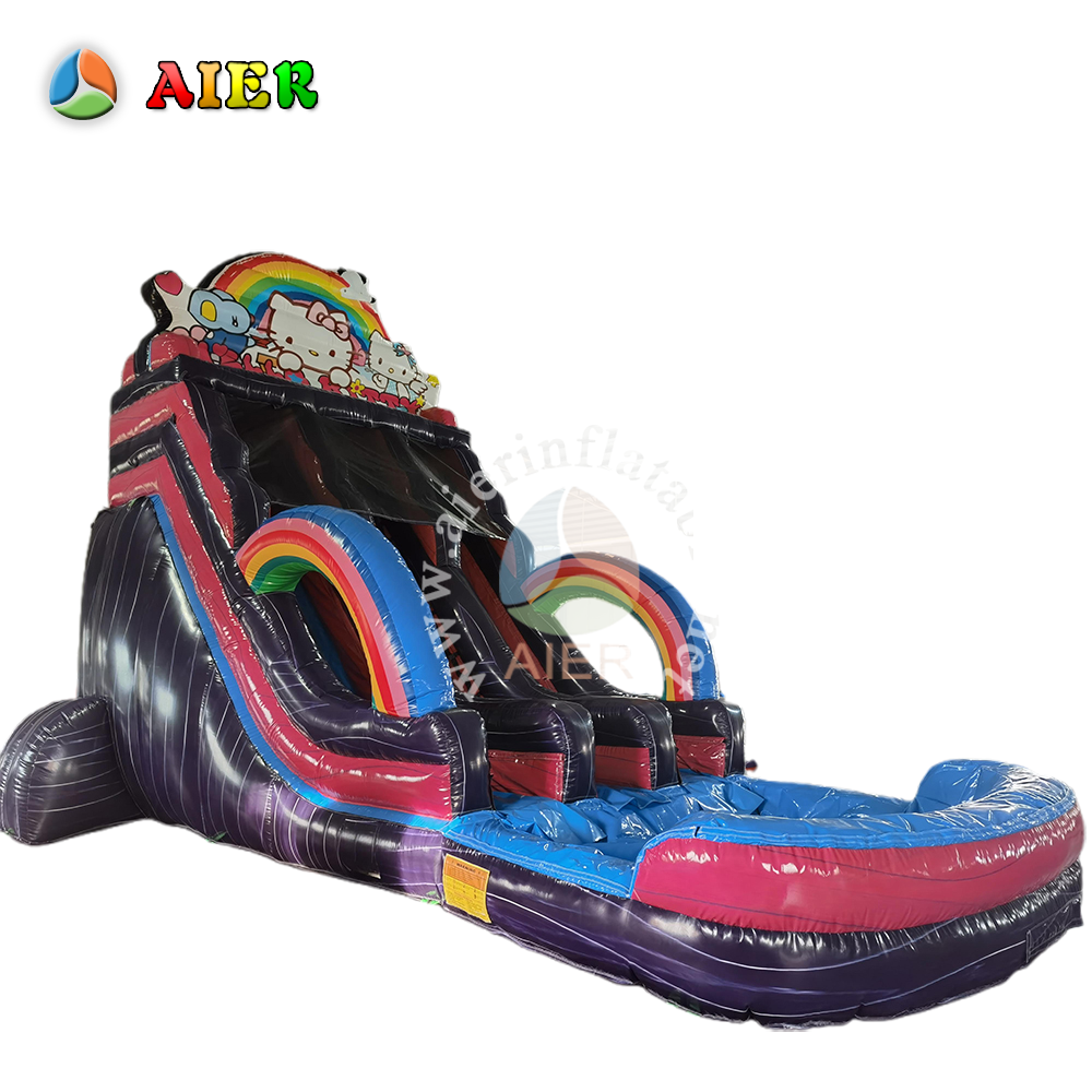 L492 Outdoor Hello Kitty Dual Lane Inflatable Water Slide for Kids Party