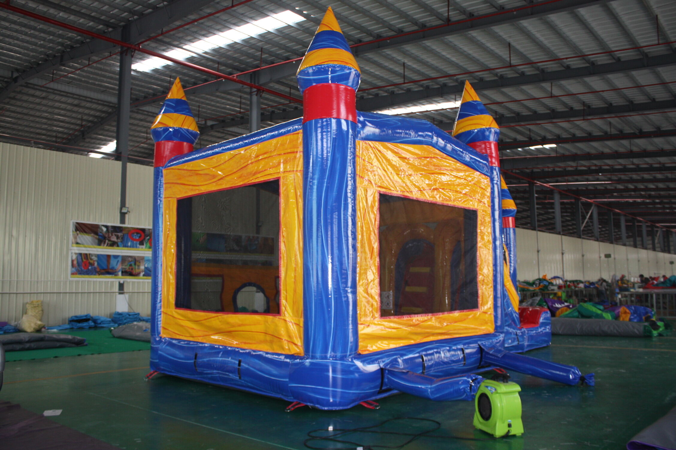 Iridescent Orange-Blue Dual-Use Dry-Wet Inflatable Combo - Backyard Summer Water Park & Kids Birthday Bash Playgear