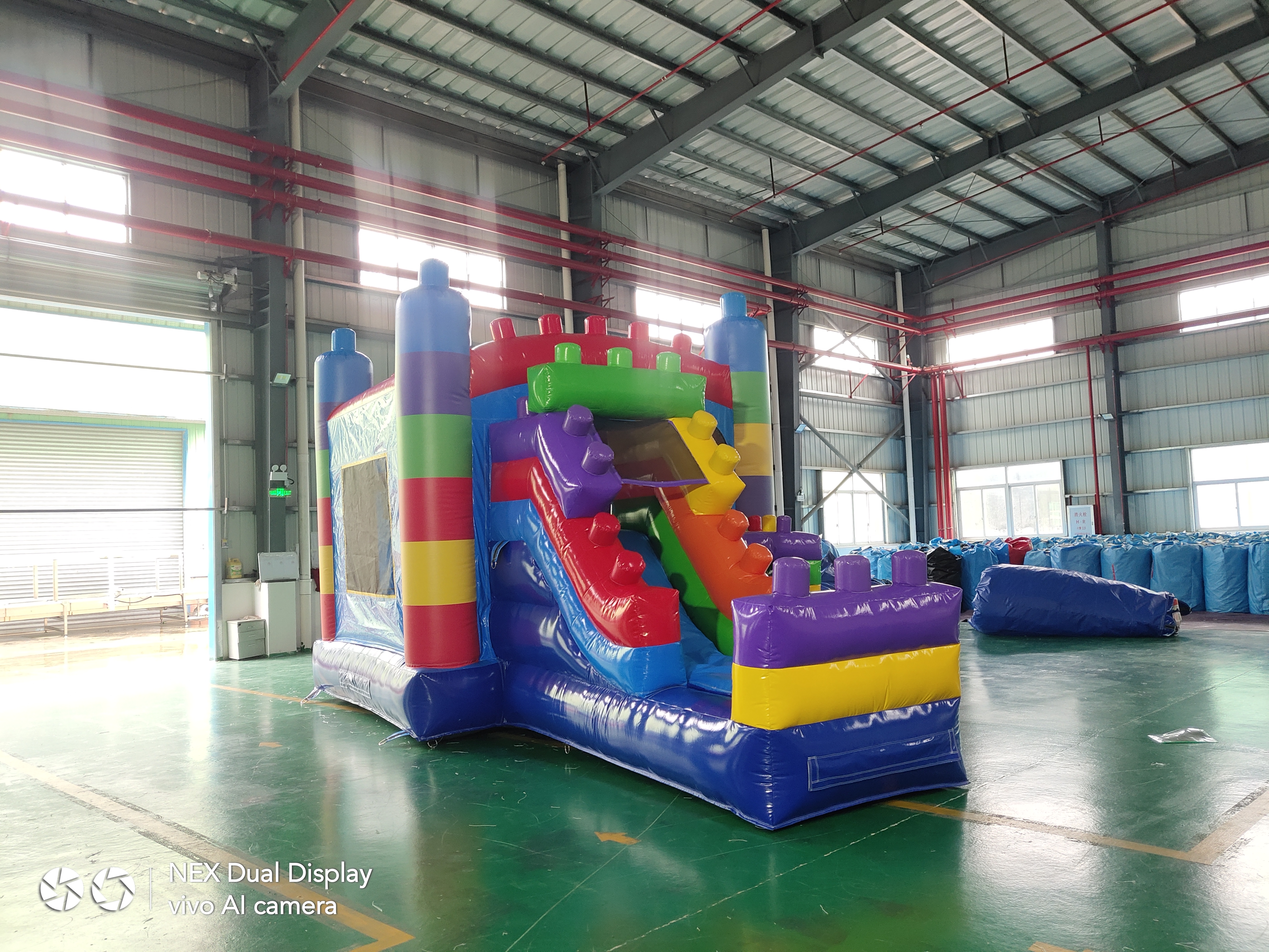 Tall Building Block Themed Inflatable Slide Combo for Kids’ Block Parties