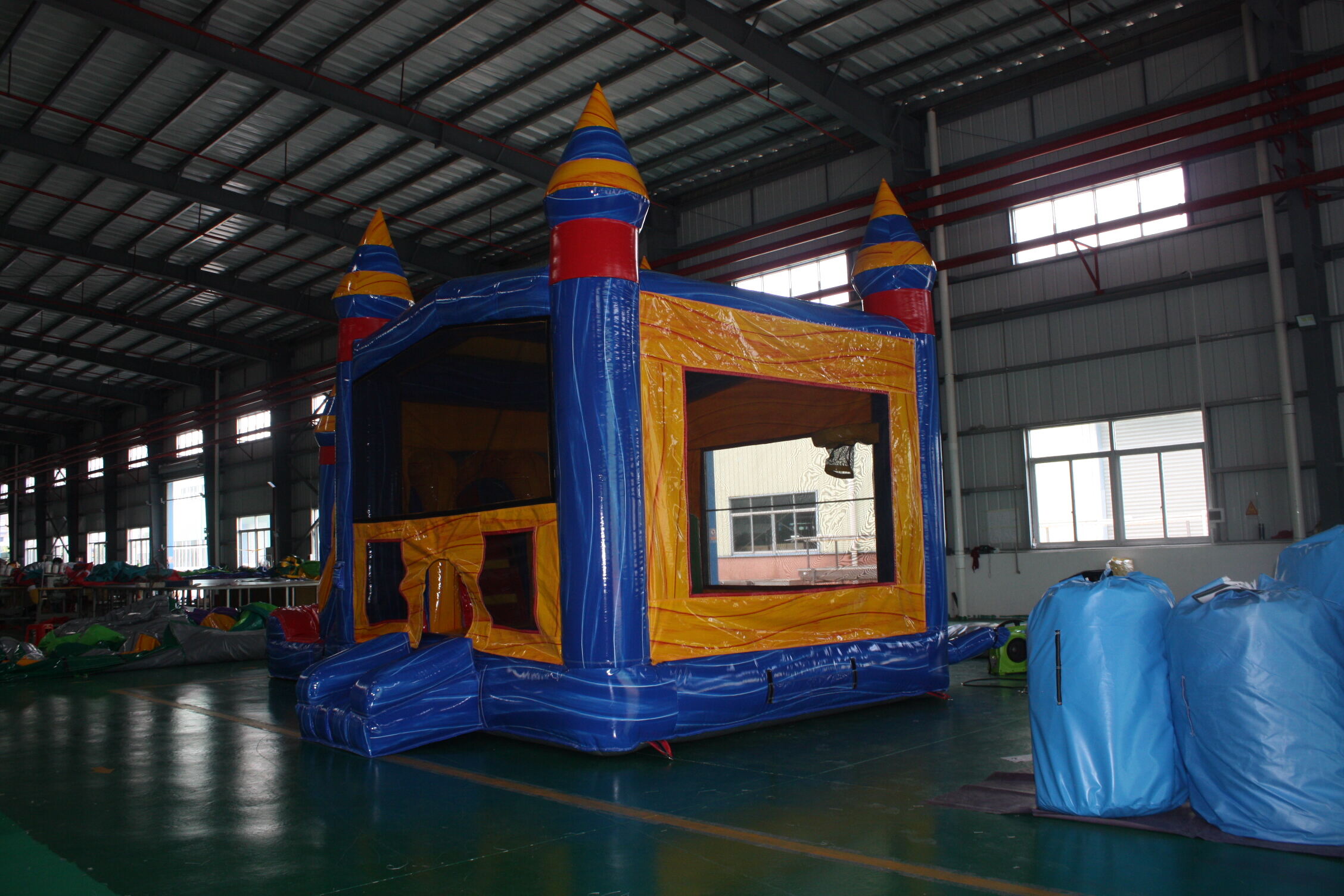 Iridescent Orange-Blue Dual-Use Dry-Wet Inflatable Combo - Backyard Summer Water Park & Kids Birthday Bash Playgear