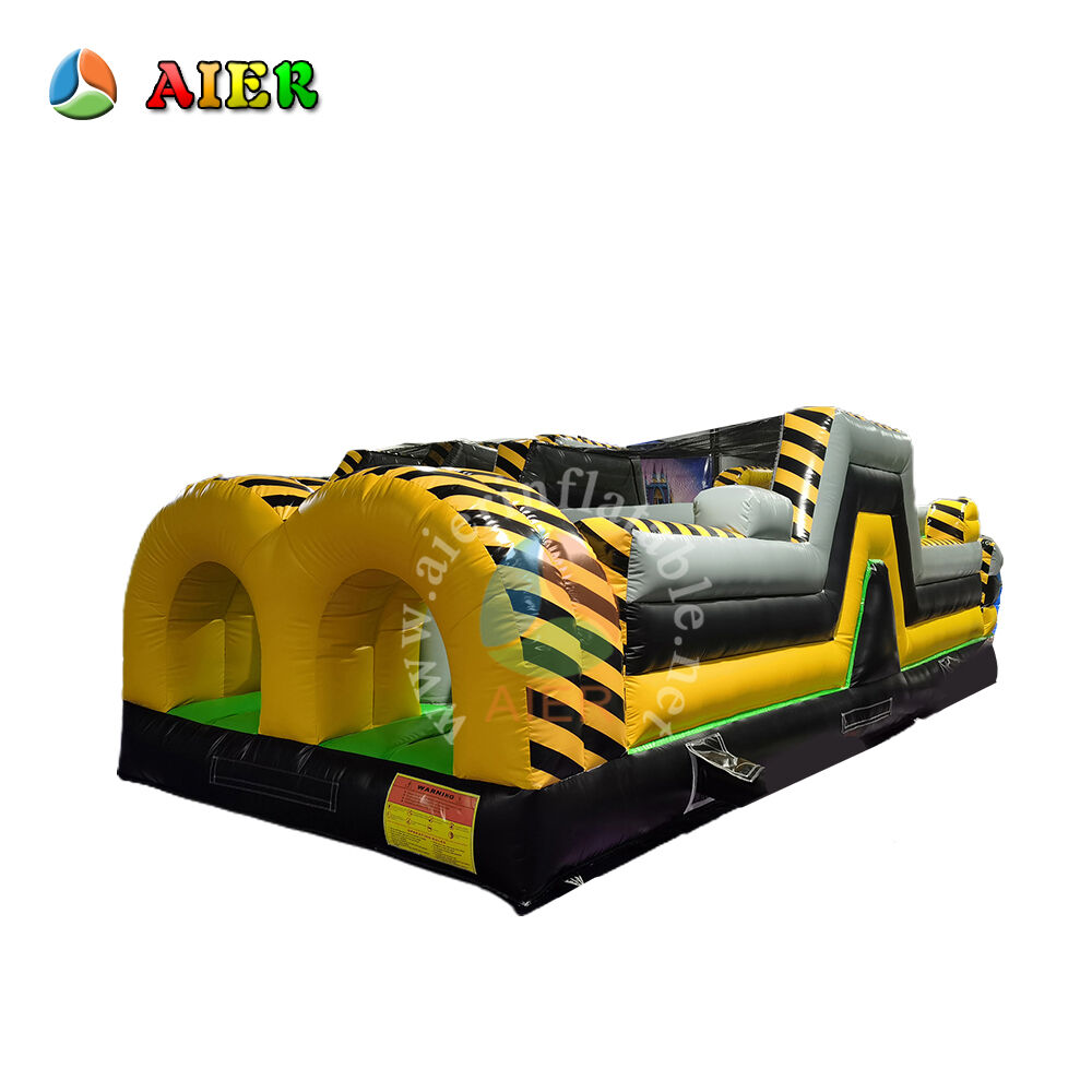 Team Challenge Yellow-Gray Winding Inflatable Obstacle Course Game