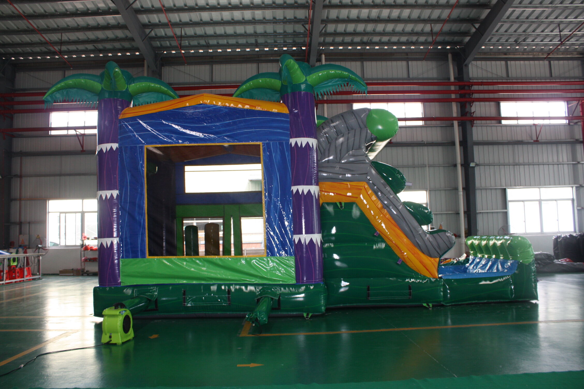 In-Stock Palm Tree Trunk Combo Inflatable Bounce Bed - Backyard Tropical Paradise with Slide & Pool for Kids & Family