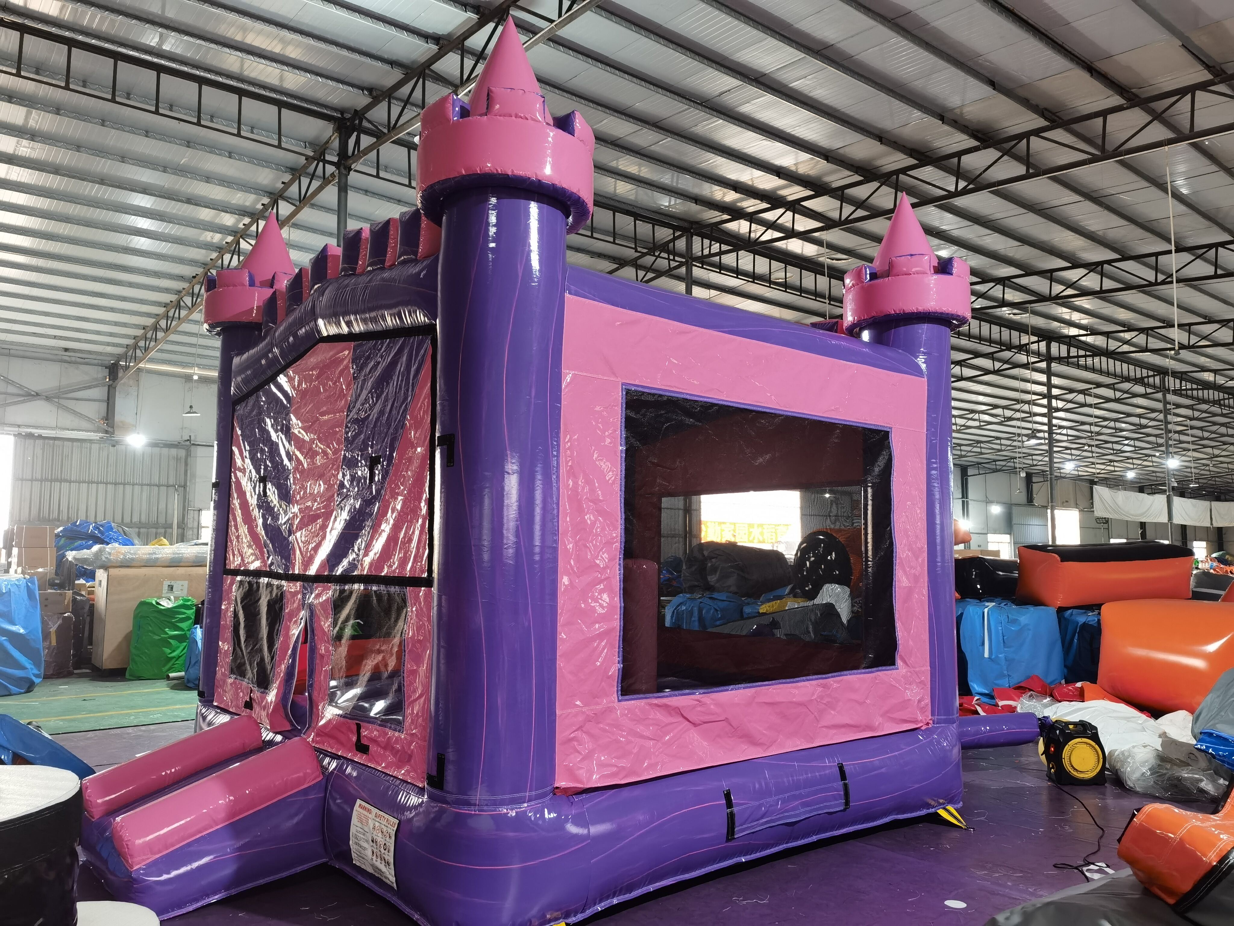4M Kid-Friendly Pink Princess Castle Inflatable Bounce House for Backyard Family Play