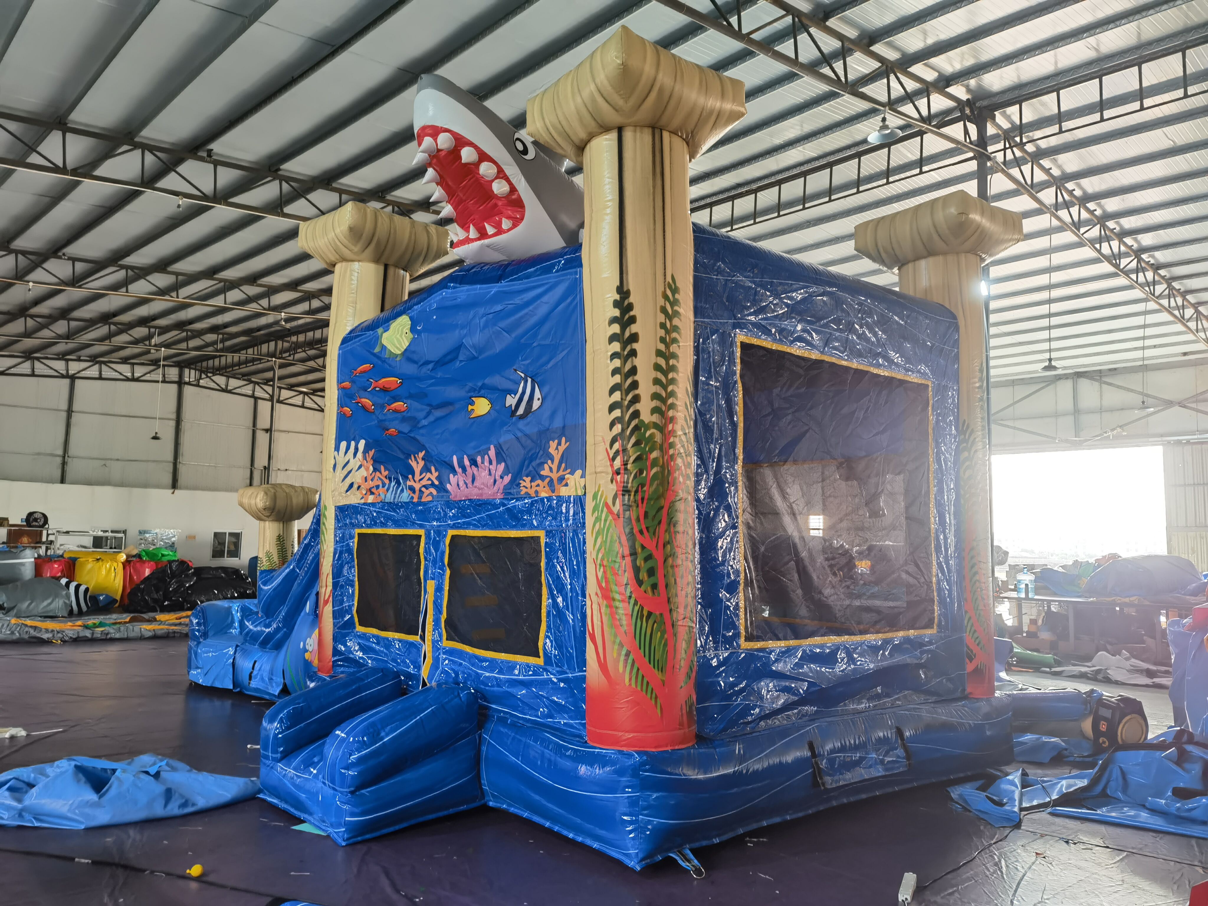 Commercial Shark Attack Underwater Inflatable Slide Combo for Party & Summer Rentals