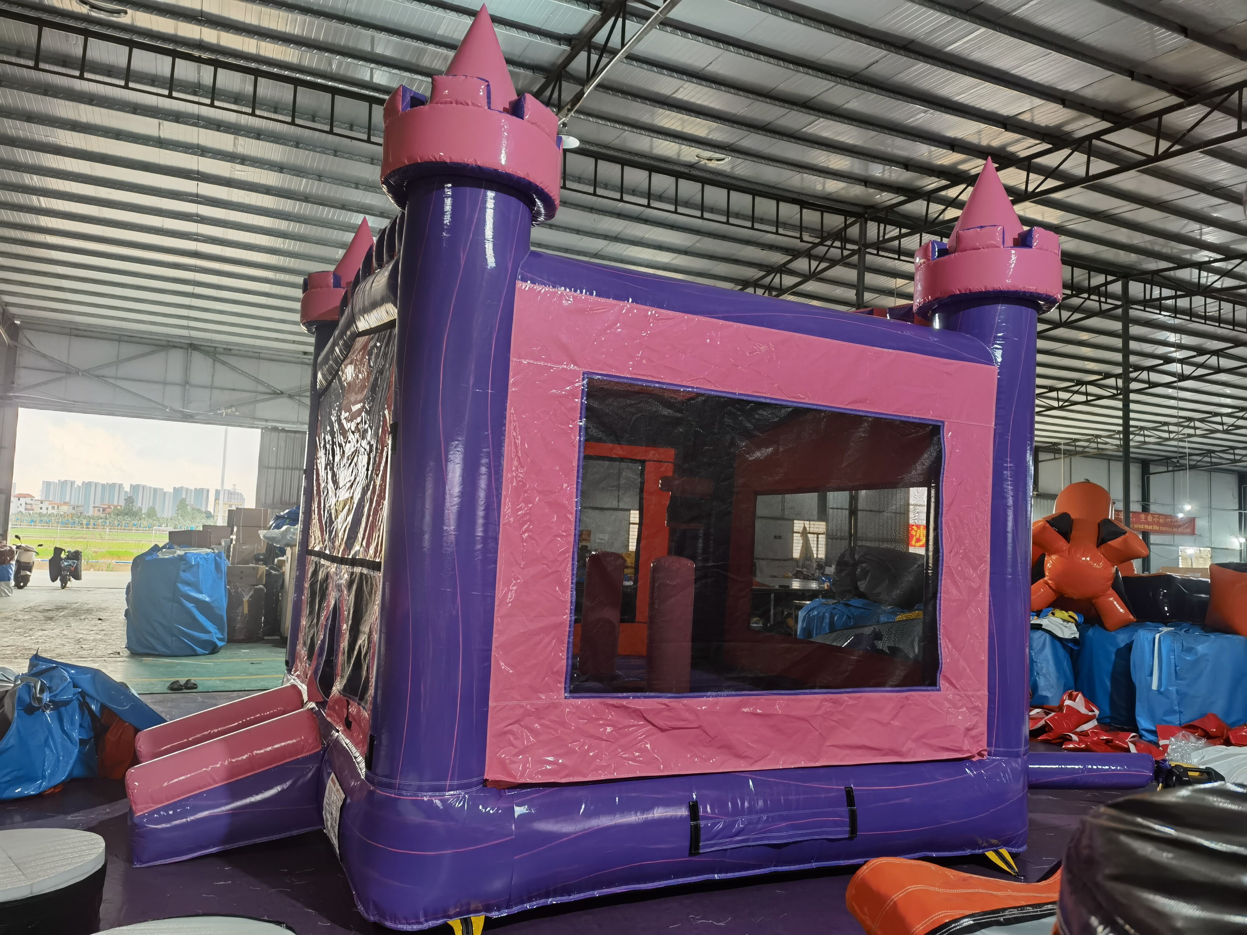4M Kid-Friendly Pink Princess Castle Inflatable Bounce House for Backyard Family Play