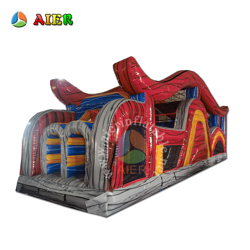 Outdoor Red & White 12m Inflatable Obstacle Equipment