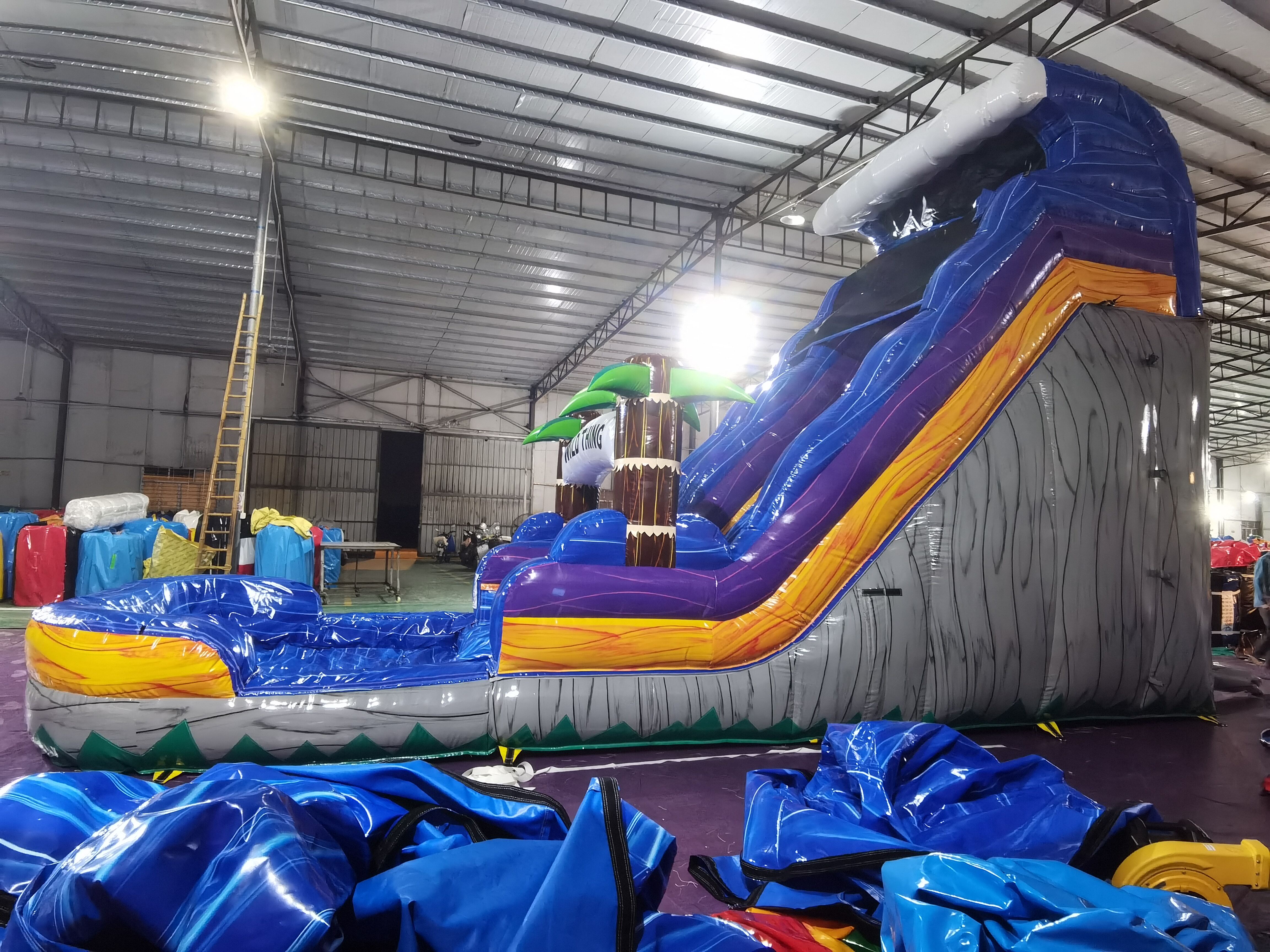 Commercial Heavy Duty WILD THING Inflatable Water Slide - Iridescent Blue Gray for Party Rental & Carnival