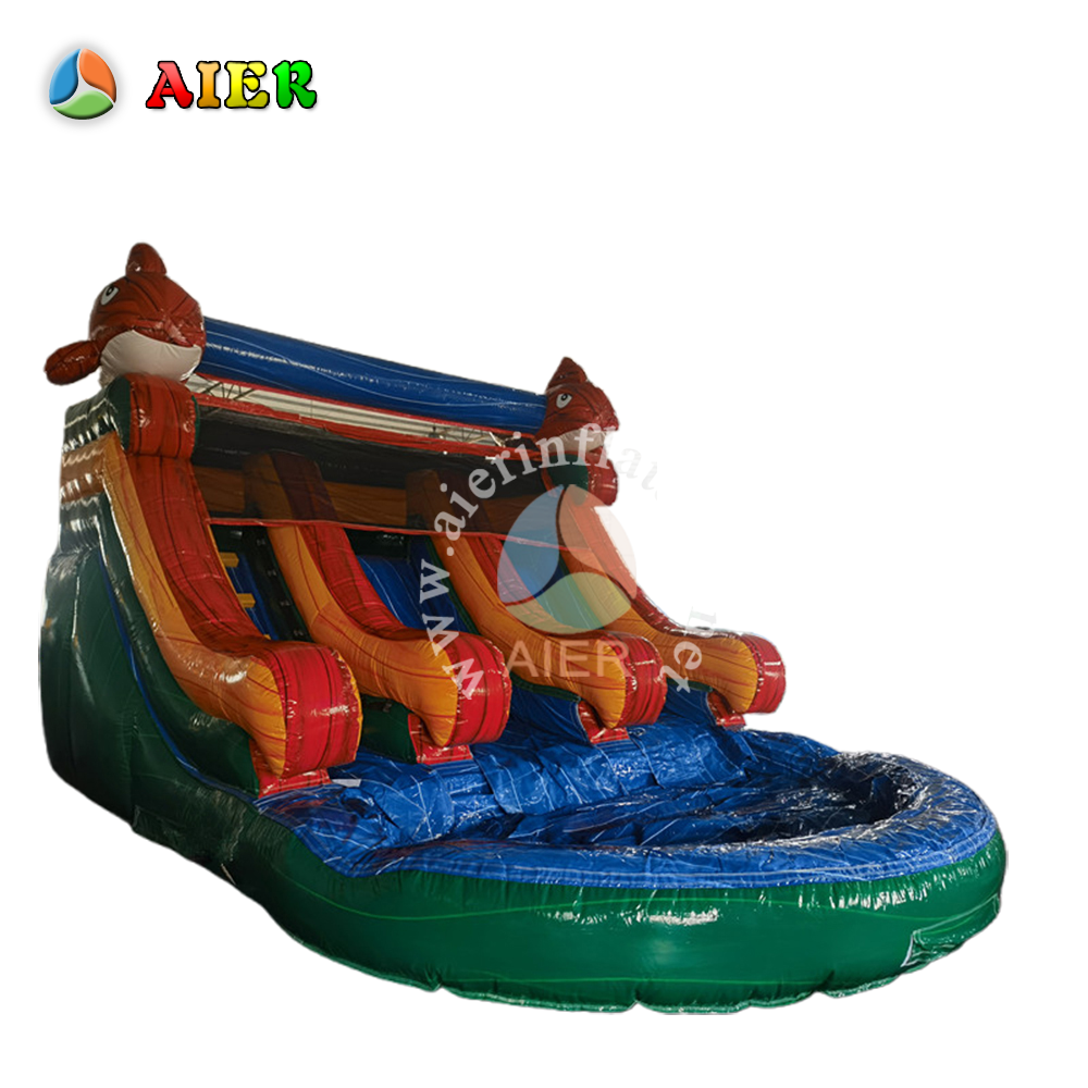 L502 Outdoor Ocean Small Fish Theme Inflatable Water Play Slide